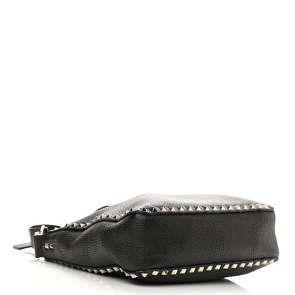 Valentino Garavani Pebbled Calfskin Small Rockstud Flip-Lock Messenger Bag Black 4 of 12