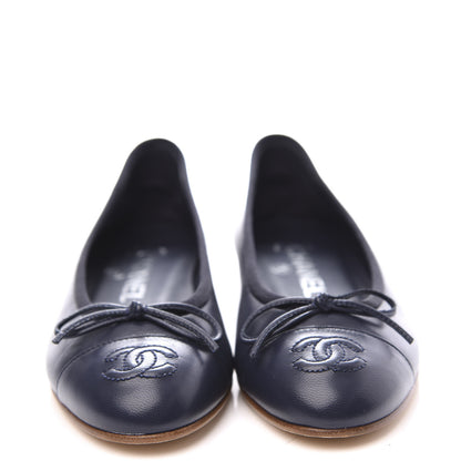 Chanel Lambskin CC Cap Toe Ballerina Flats 35 Navy 3 of 10