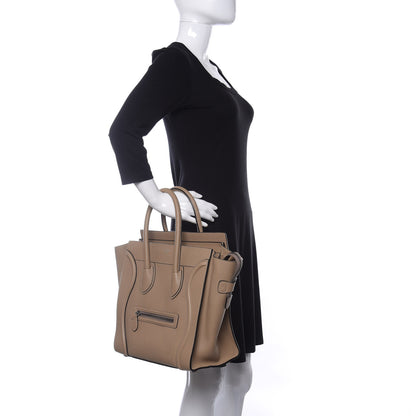 Celine Drummed Calfskin Mini Luggage Dune 2 of 13