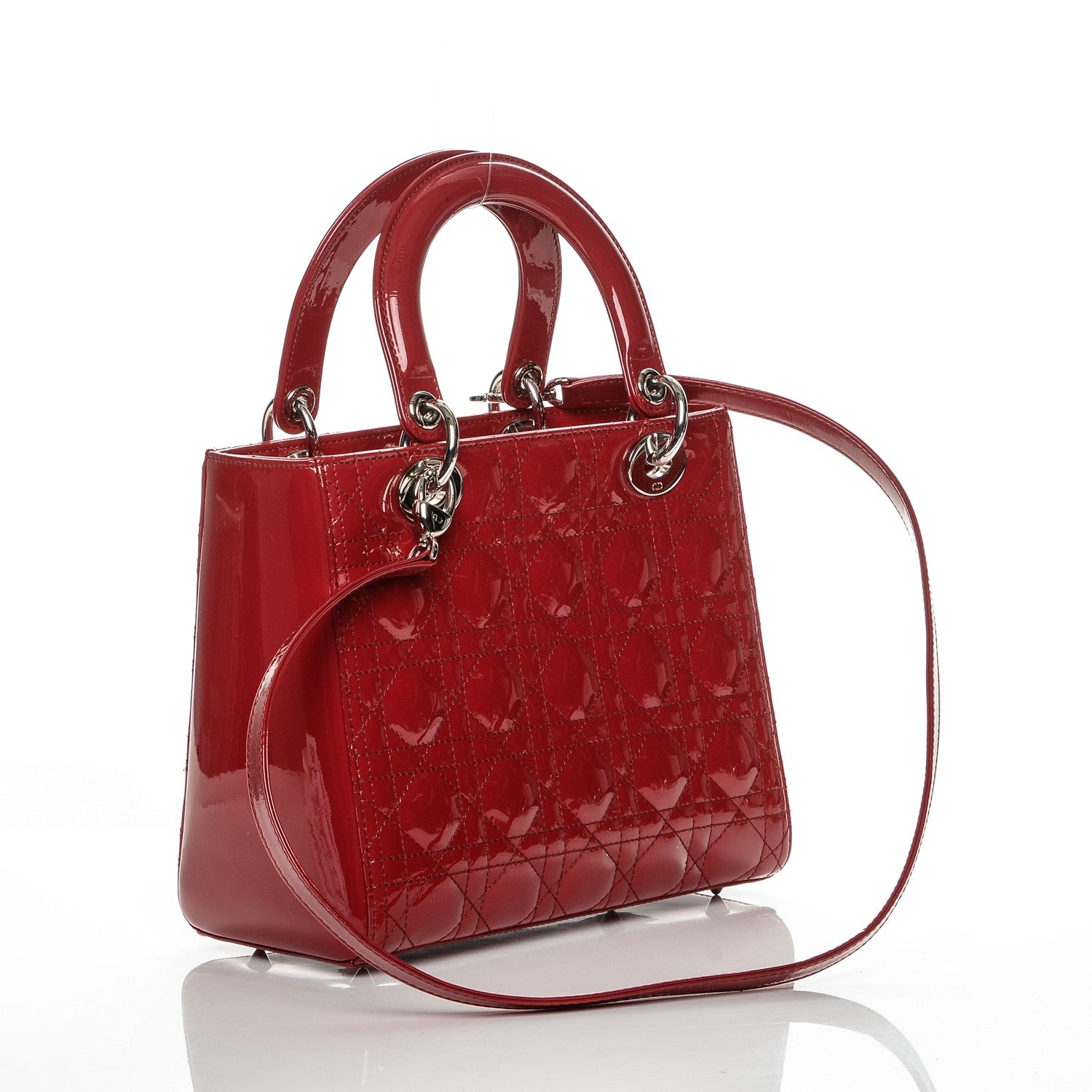 Christian Dior Patent Cannage Medium Lady Dior Red 3 of 6