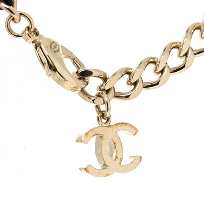 Chanel Metal Lambskin Crystal CC Choker Necklace Black Gold 4 of 5