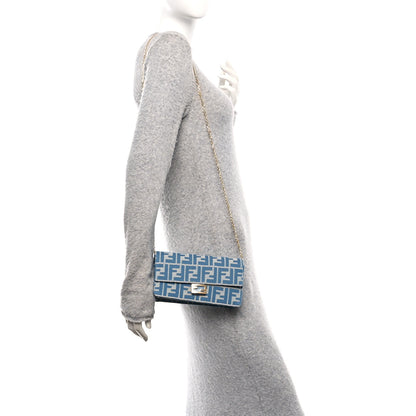 Fendi Denim FF 1974 Wallet On Chain Baguette Blue Blue White 2 of 9