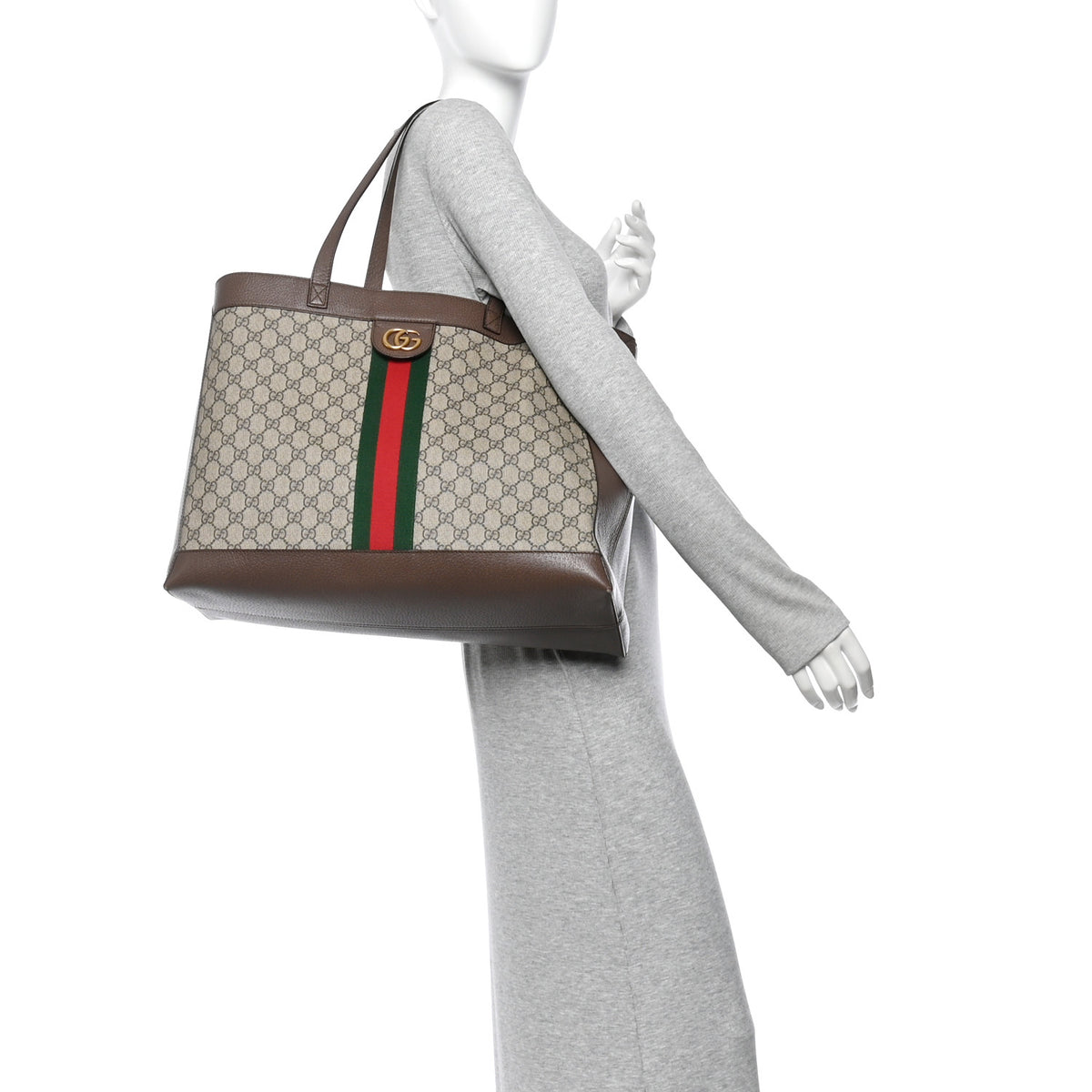 Gucci Gg Supreme Monogram Web Ophidia Tote Brown 2 of 11