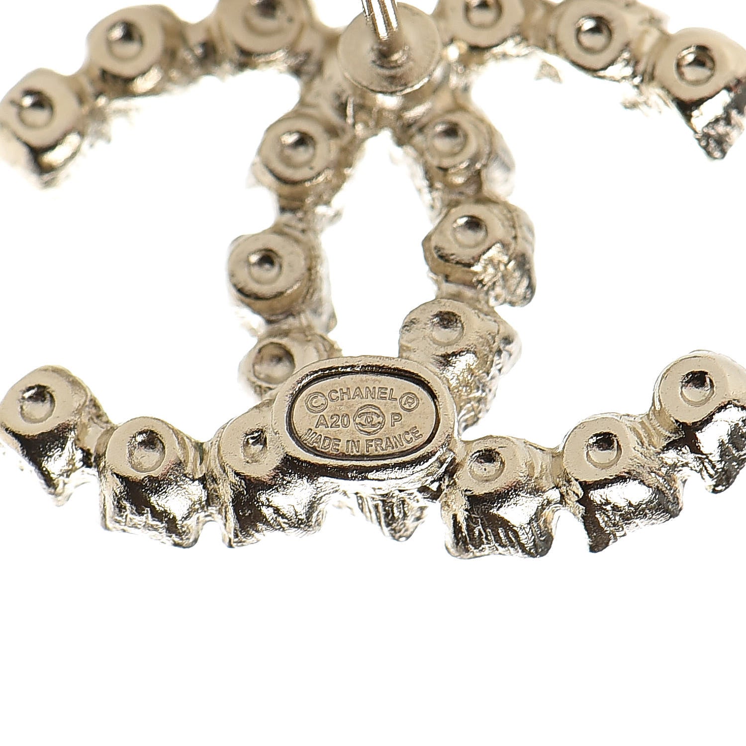 Chanel Crystal CC Earrings Light Gold 4 of 5