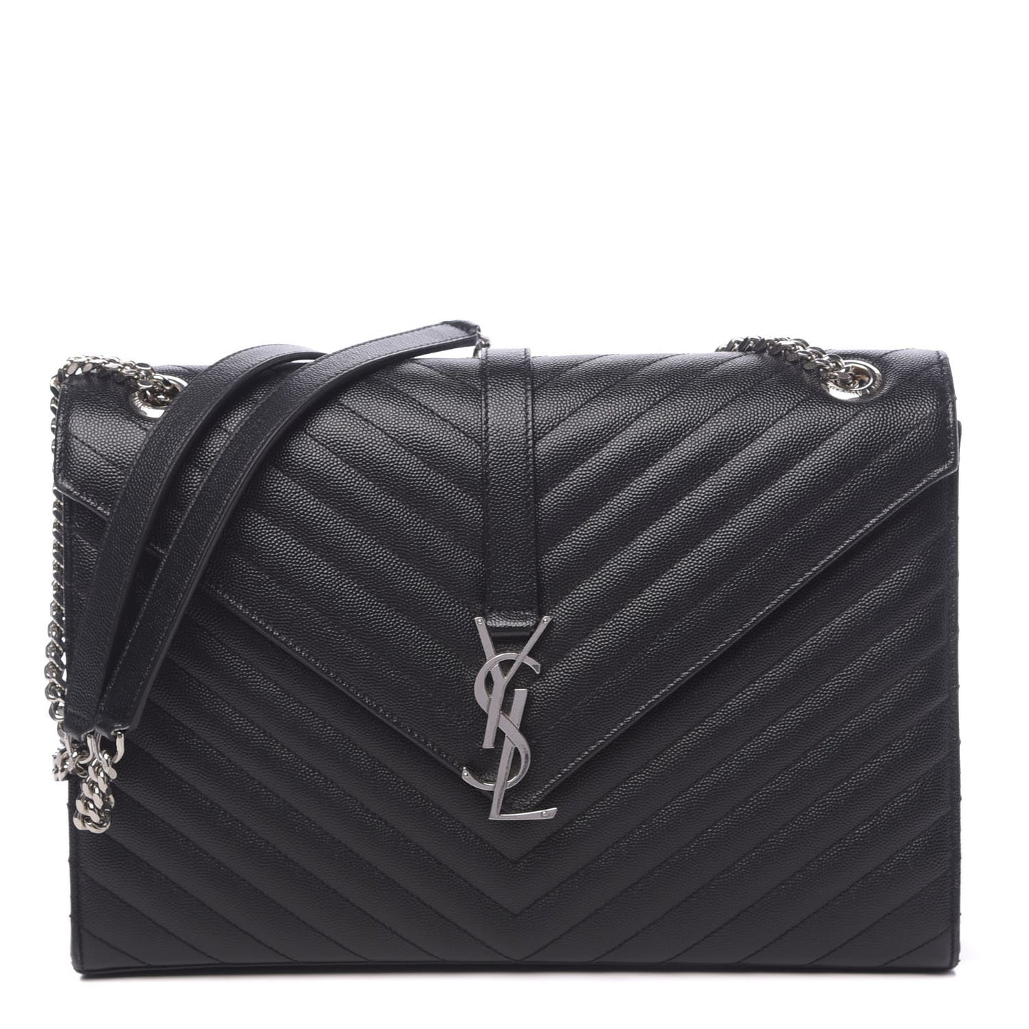 Grain De Poudre Matelasse Chevron Large Monogram Satchel Black
