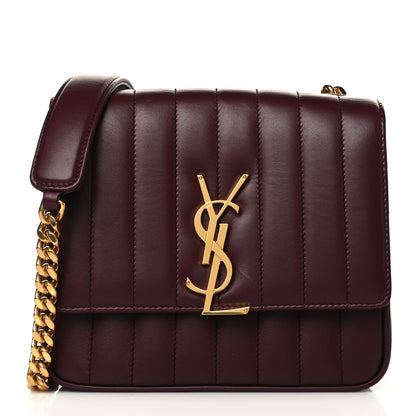 Saint Laurent Lambskin Matelasse Monogram Medium Vicky Chain Bag Dark Legion Red 1 of 9