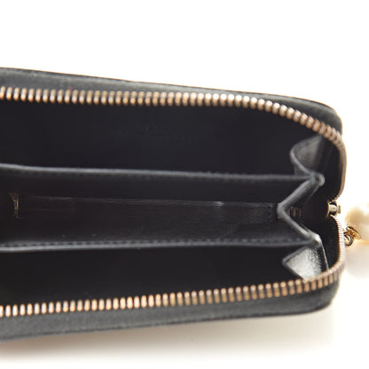 Gucci GG Supreme Monogram Pearl Zip Around Card Case Black 5 of 10