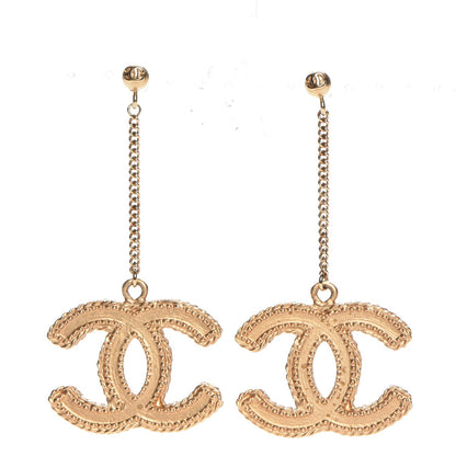 Chanel CC Drop Earrings Matte Gold 1 of 5