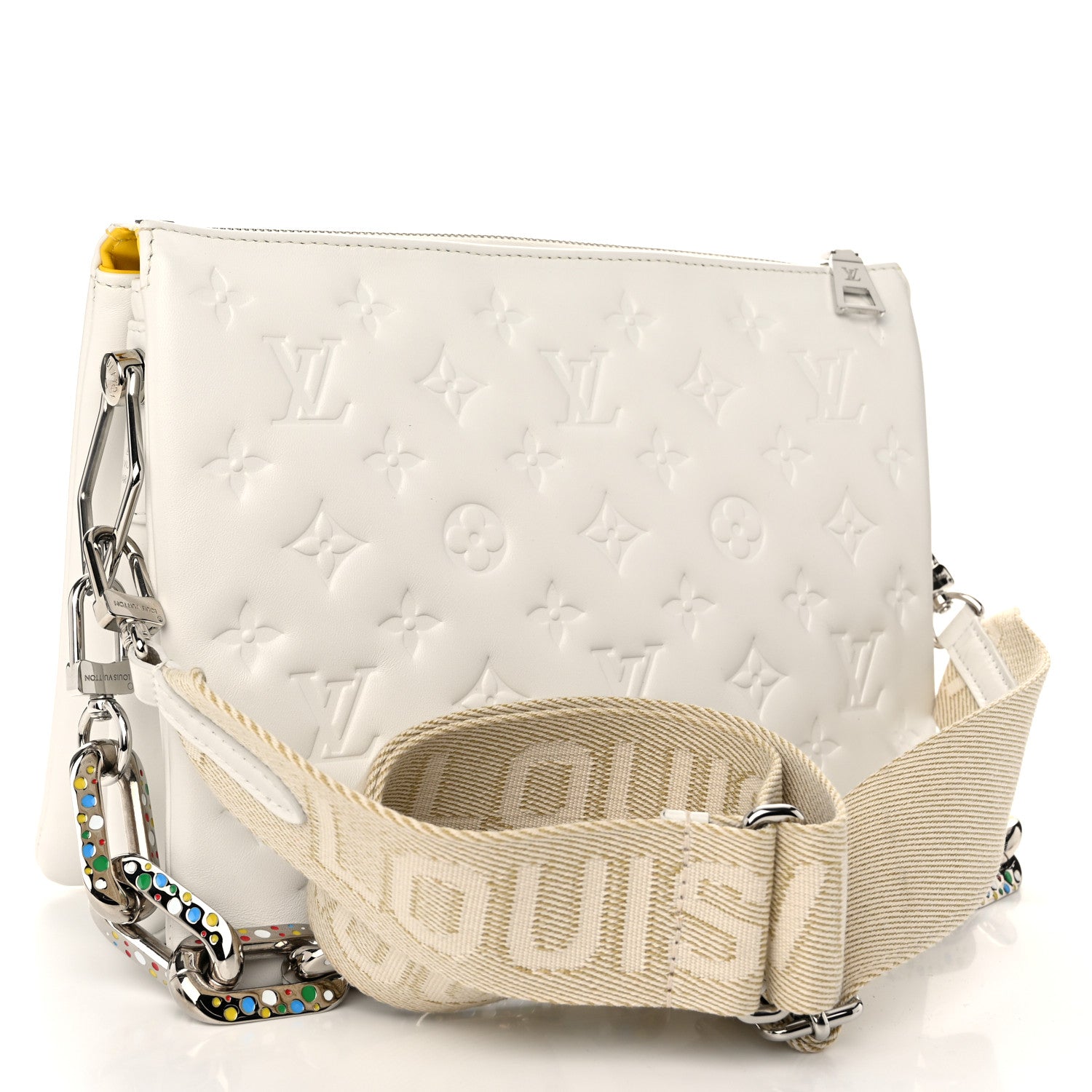 Louis Vuitton LV x YK Lambskin Embossed Monogram Coussin PM White 3 of 12