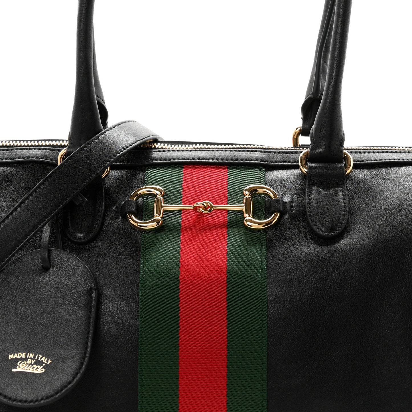 Calfskin Web Large Borsetto Boston Black