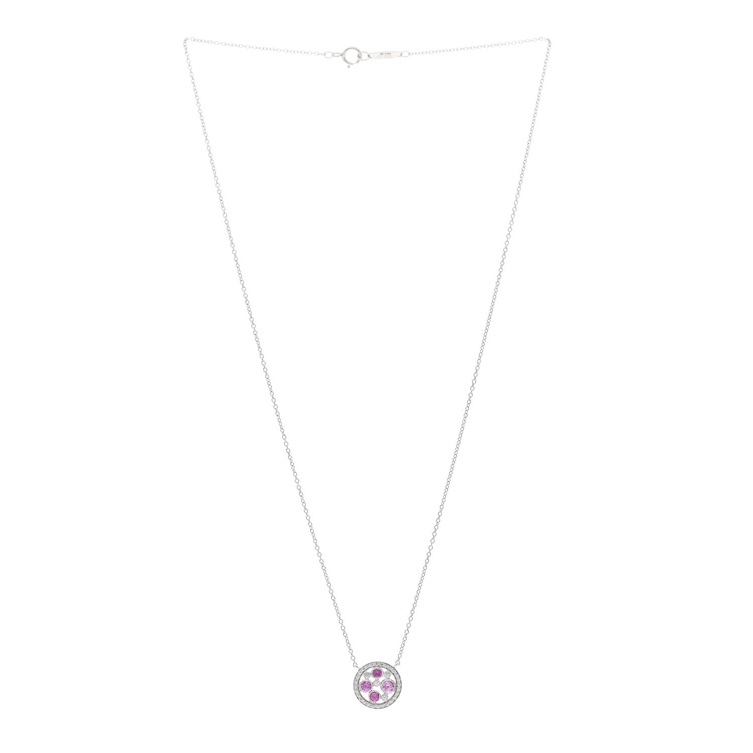 Tiffany Platinum Diamond Pink Sapphire Cobblestone Pendant Necklace 3 of 5