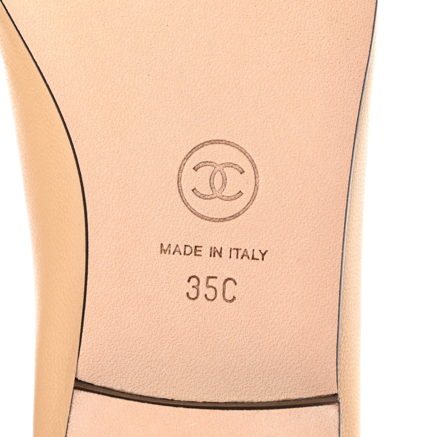 Chanel Lambskin Cap Toe CC Ballerina Flats 35 Beige Black 6 of 8