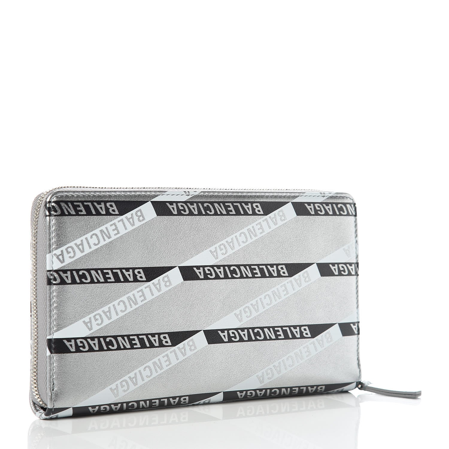 Balenciaga Metallic Calfskin Losange Monogram Everyday Continental Zip Around Wallet Silver Black White 3 of 9