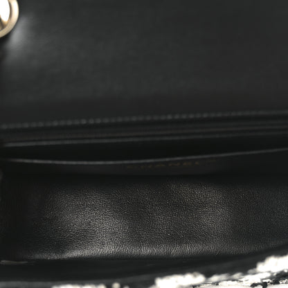 Chanel Tweed Quilted Mini Rectangular Flap Black Ecru White 5 of 10