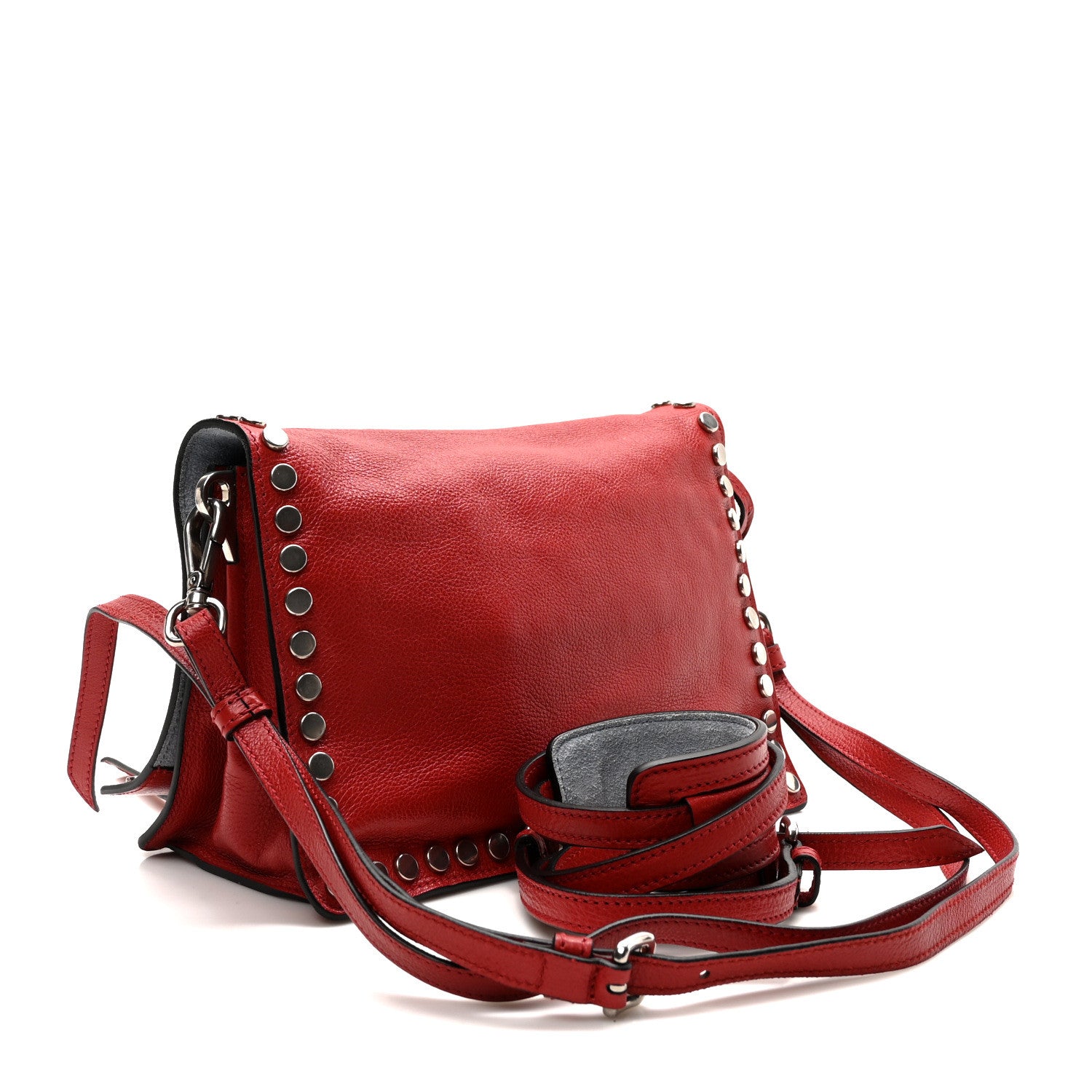 Prada Glace Calf Studded Etiquette Flap Fuoco Astrale 3 of 9