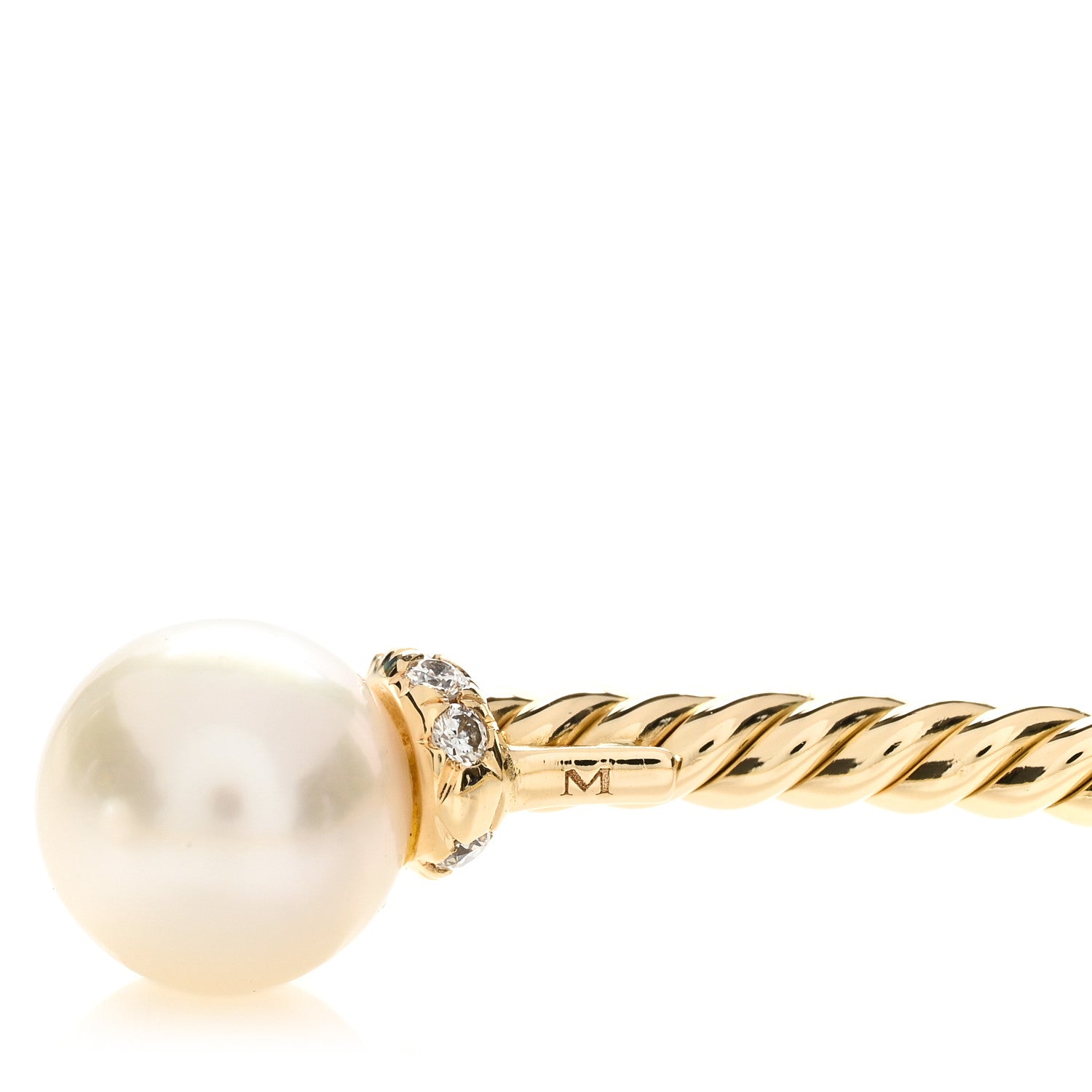 David Yurman 18K Yellow Gold Diamond Pearl 6.5mm Solari Bracelet 4 of 4
