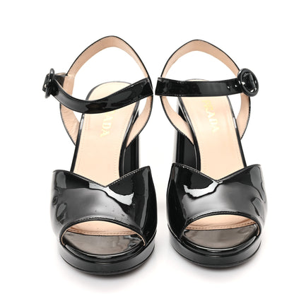 Prada Vernice Platform Sandals 37.5 Black 3 of 10