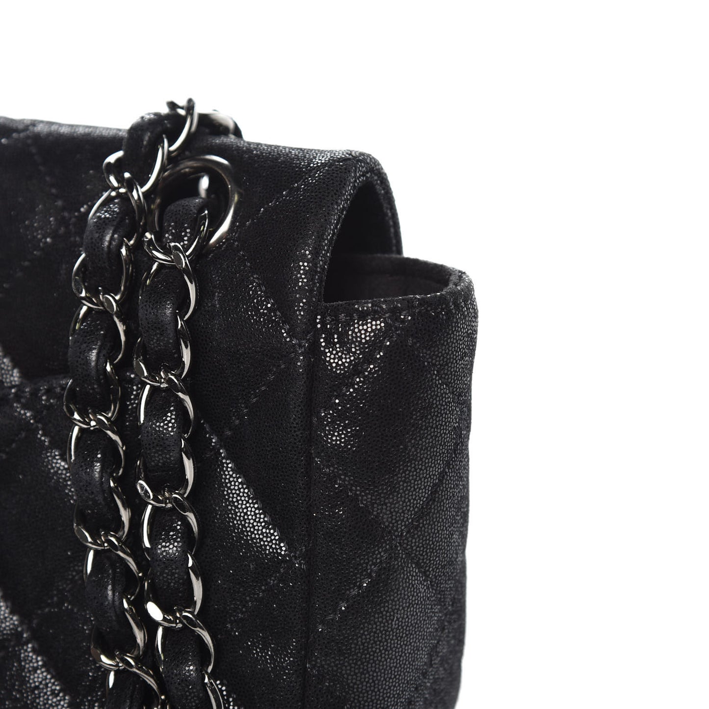 Sequin Goatskin Crystal CC Mini Flap Black