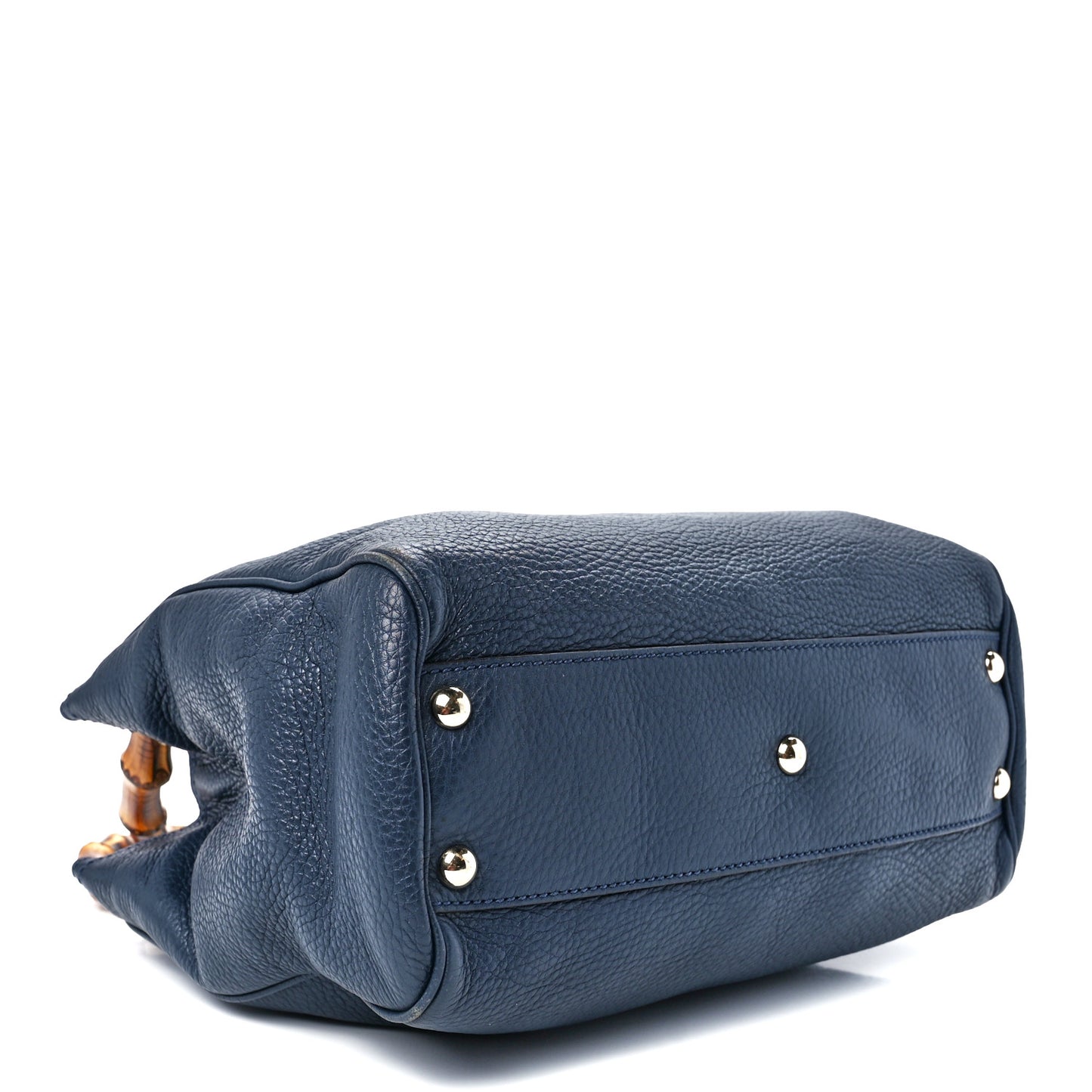 Calfskin Small Bamboo Shopper Tote Navy
