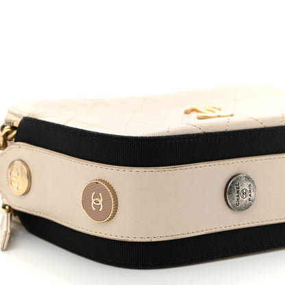 Chanel Calfskin Grosgrain Stitched Button Up Camera Case Light Grey 9 of 12