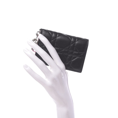 Christian Dior Lambskin Cannage Bi-Color Small Lady Dior Flap Card Holder Black Pink 2 of 8