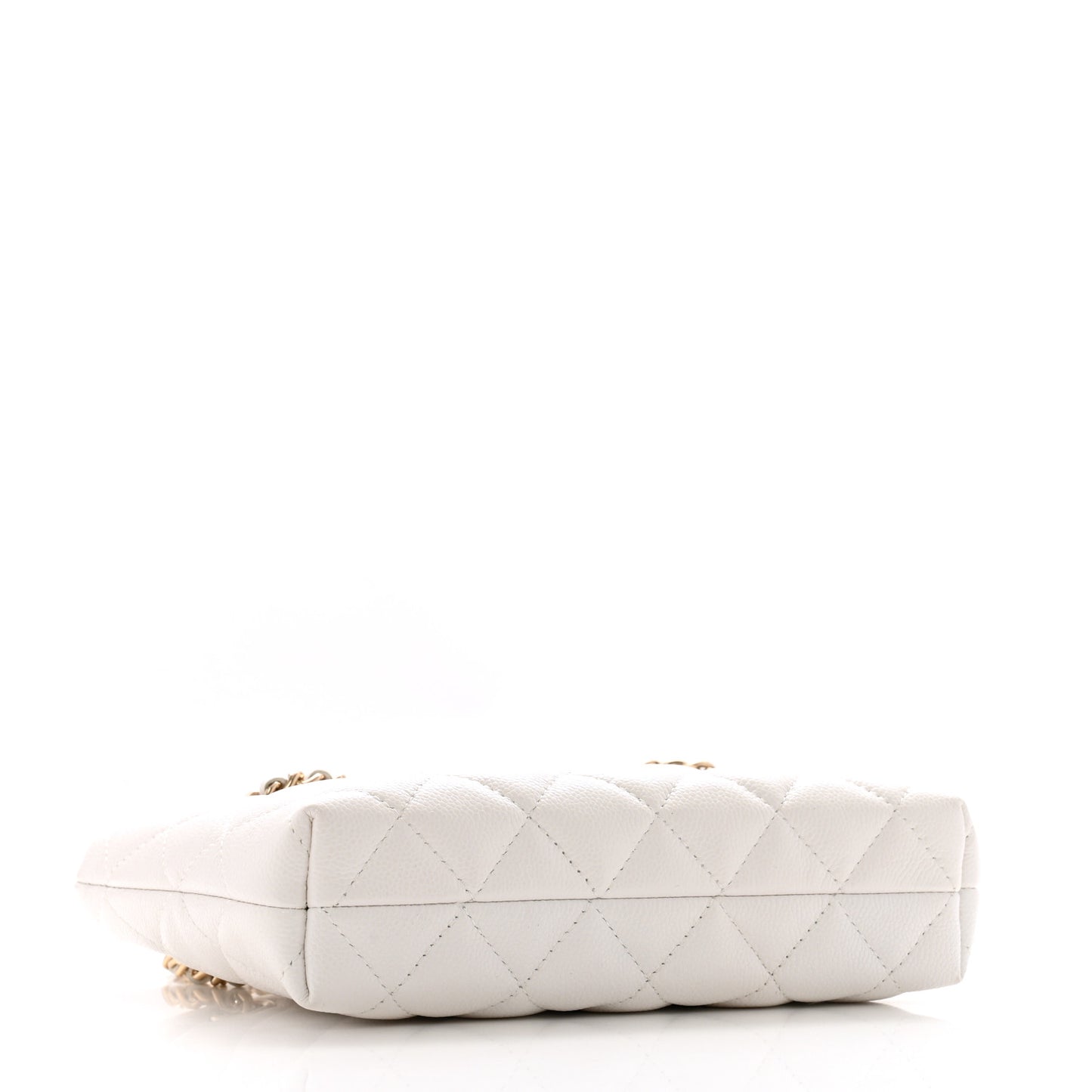 Caviar Quilted Classic Clutch Tote With Chain White