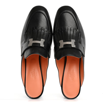 Hermes Goatskin Tuileries Mules 37.5 Black 2 of 9