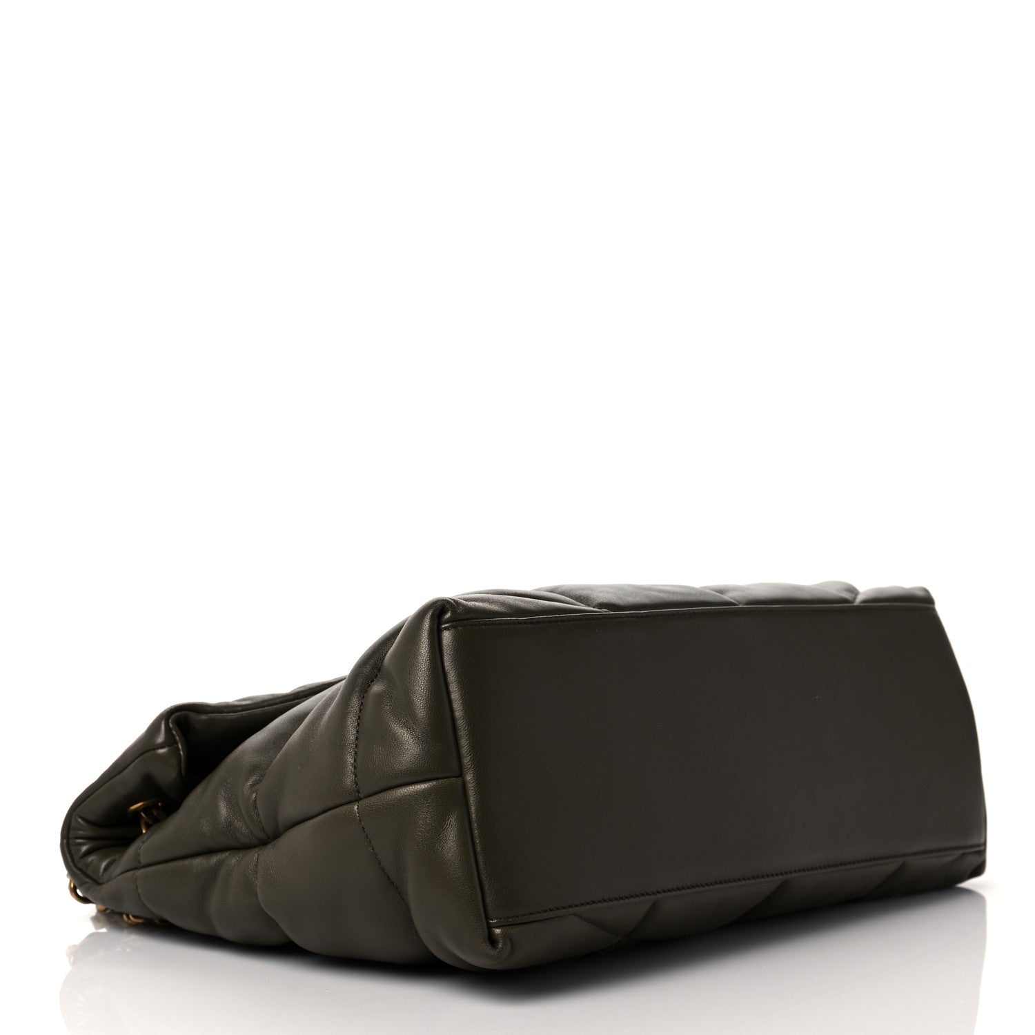 Saint Laurent Lambskin Quilted Medium Loulou Puffer Monogram Chain Satchel Seaweed Green 4 of 8