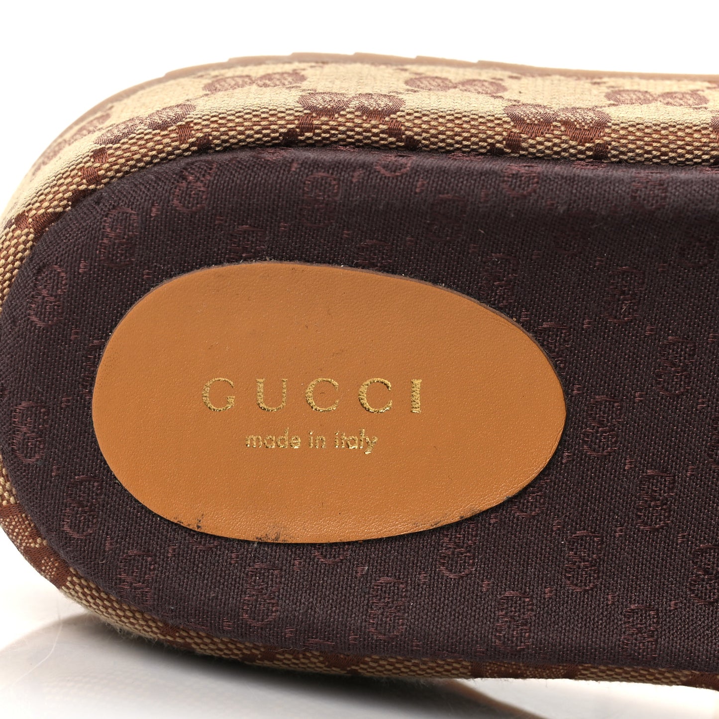 Canvas GG Monogram Angelina Platform Slide Sandals 38 Beige Ruggine