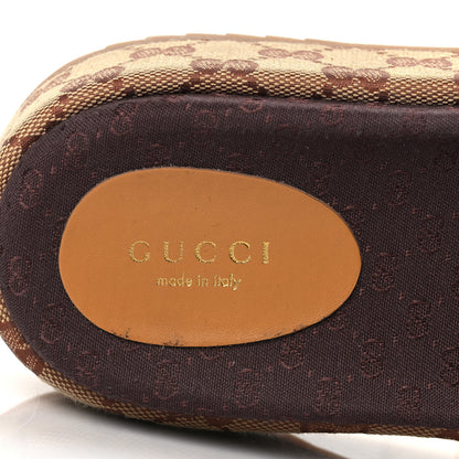 Gucci Canvas GG Monogram Angelina Platform Slide Sandals 38 Beige Ruggine 7 of 8