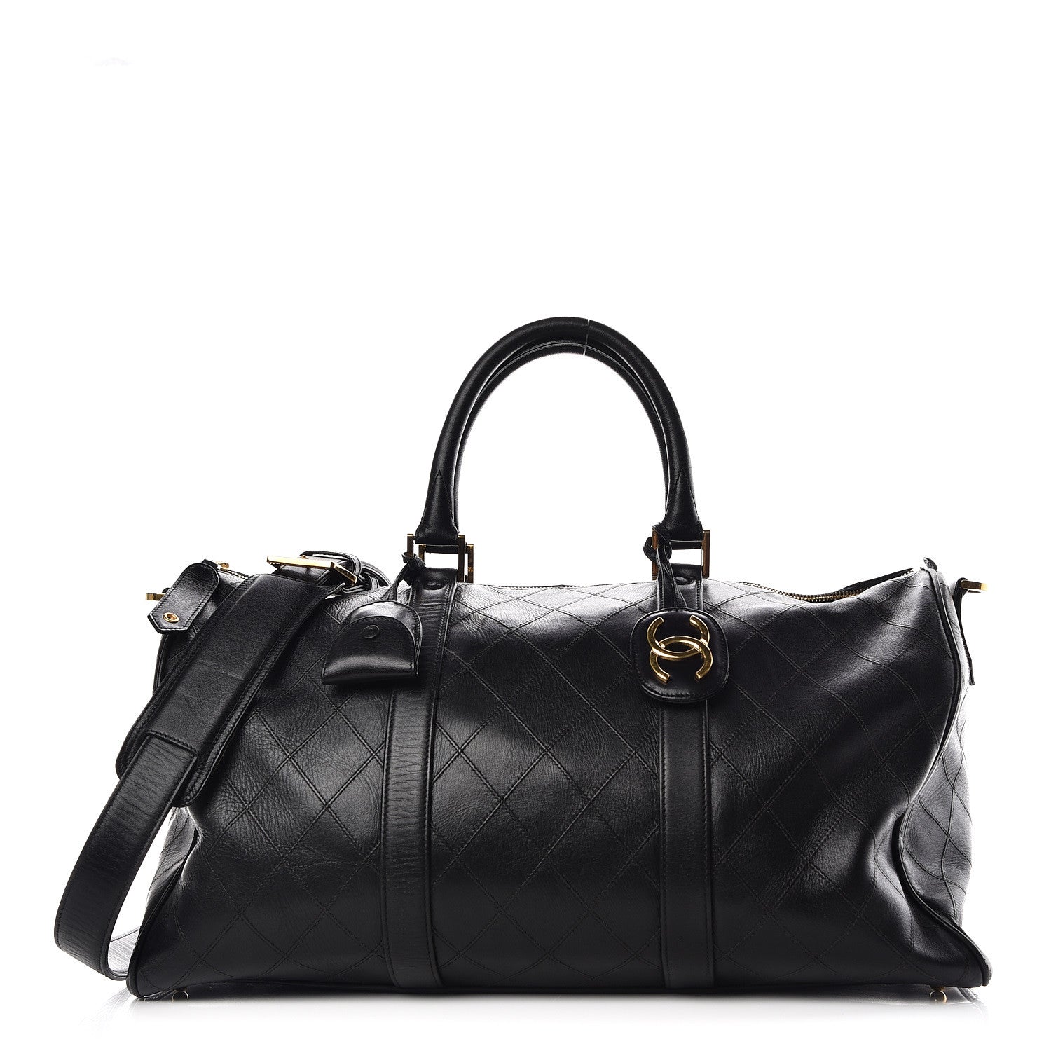 Chanel Calfskin Stitched Duffel Bag Black 1 of 10