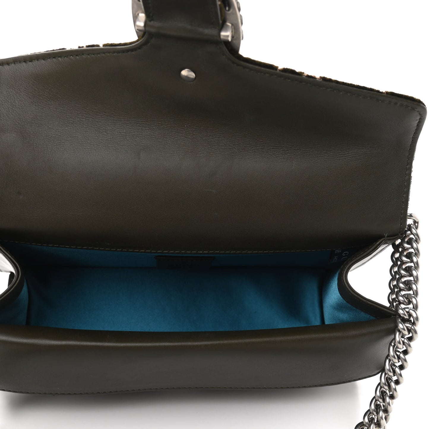 Velvet Moon Calfskin Crystal GG Monogram Small Dionysus Shoulder Bag Dark Olive Rose Gold