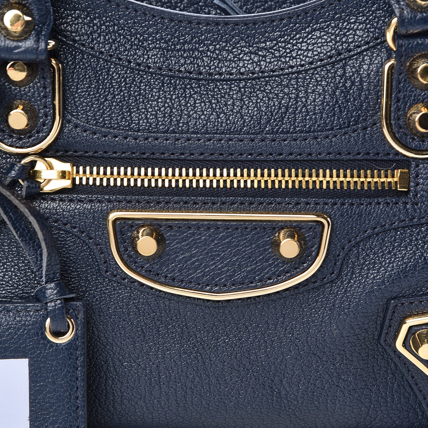 Chevre Gold Metallic Edge Hardware Mini City Bleu Nuit Dark Sea