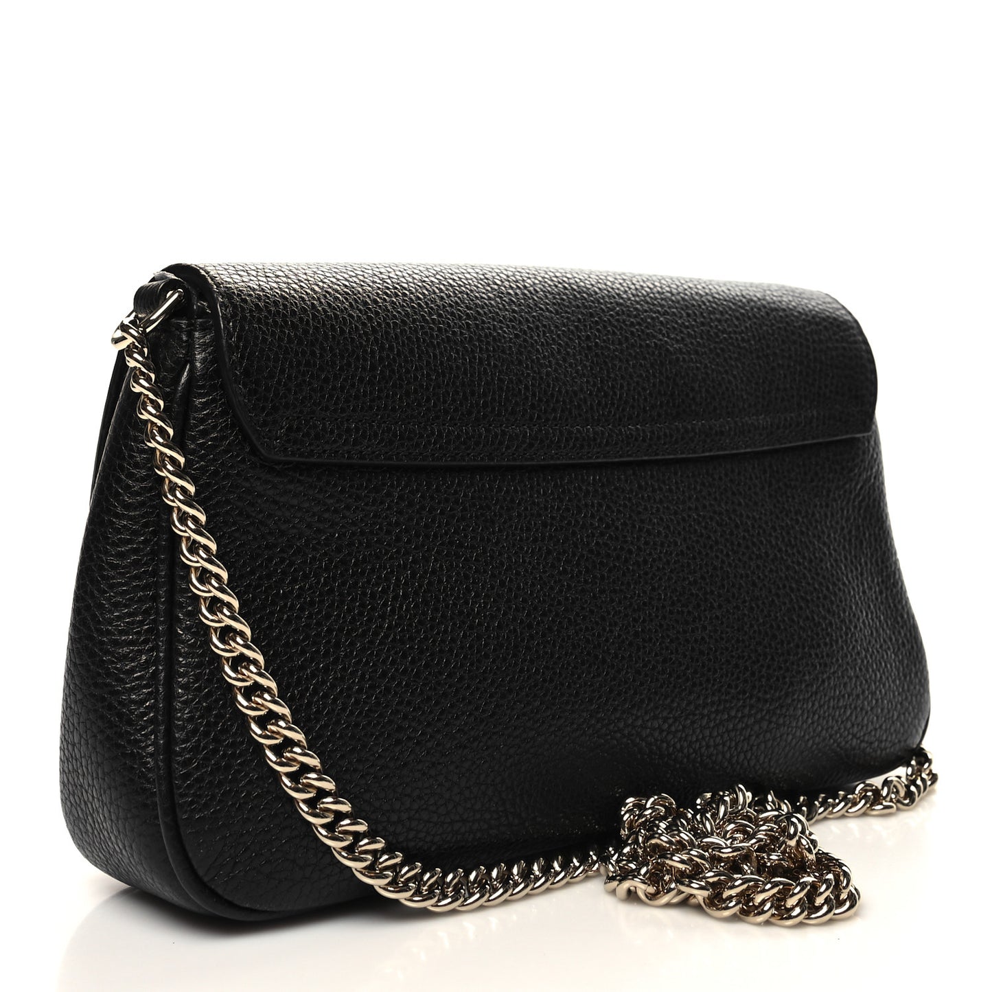 Pebbled Calfskin Medium Soho Flap Crossbody Black