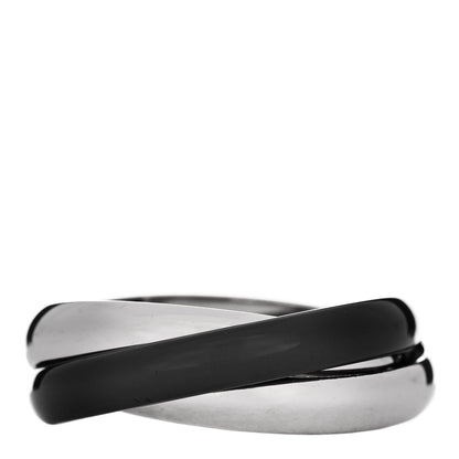 Cartier 18K White Gold Black Ceramic Trinity Ring 60 9 3 of 6