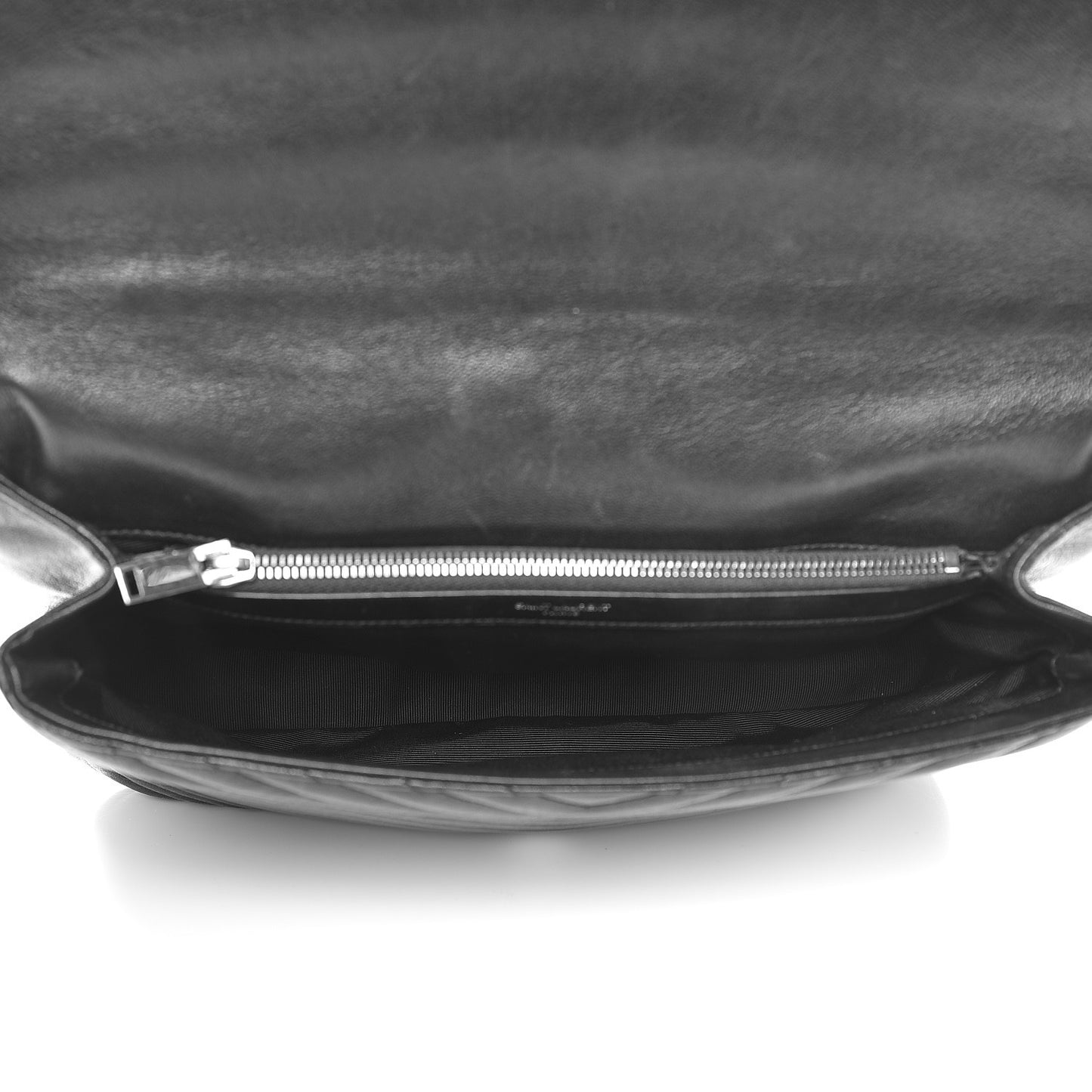 Sheepskin Matelasse Chevron Monogram Large College Satchel Black