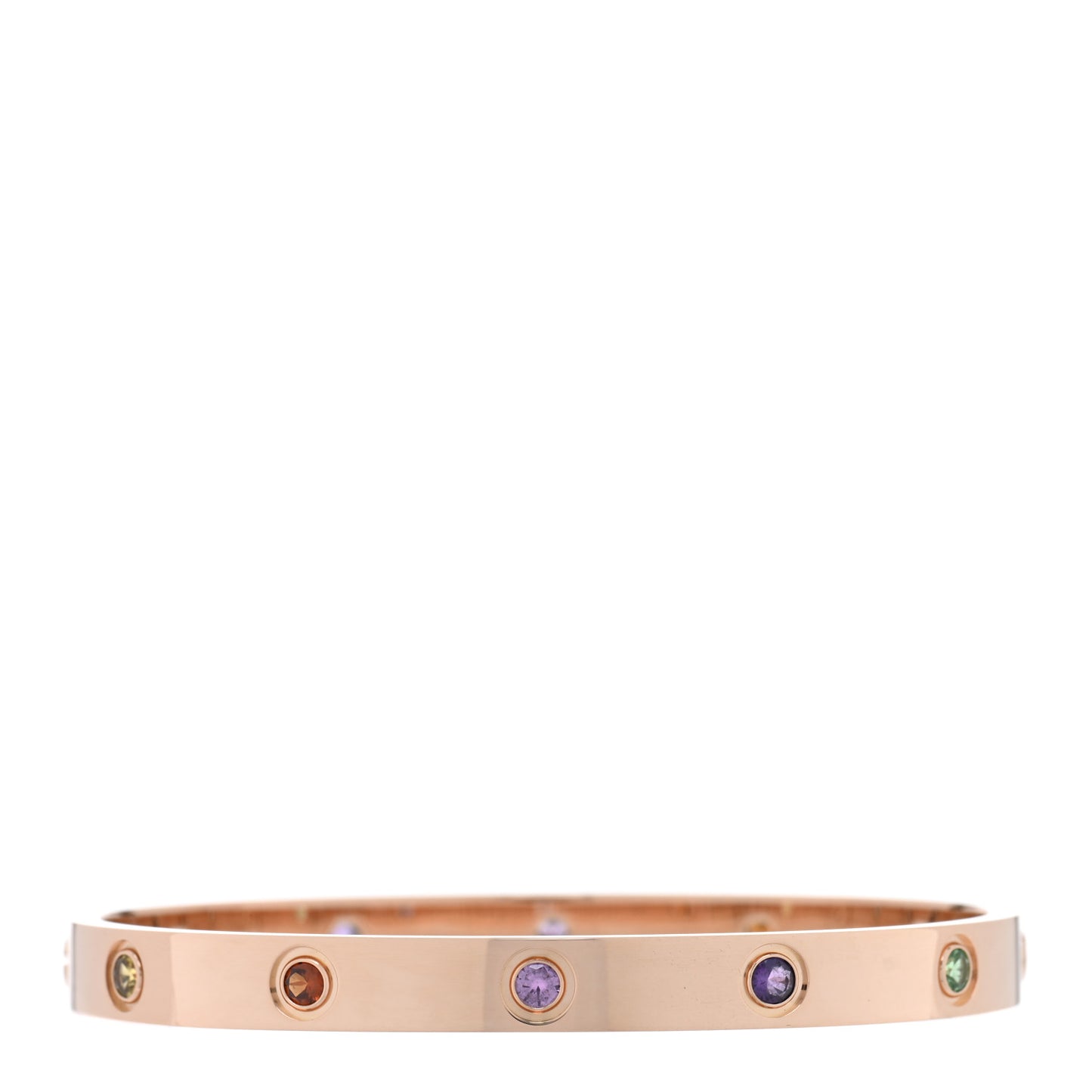 18K Pink Gold Sapphire Garnet Amethyst LOVE Bracelet 17