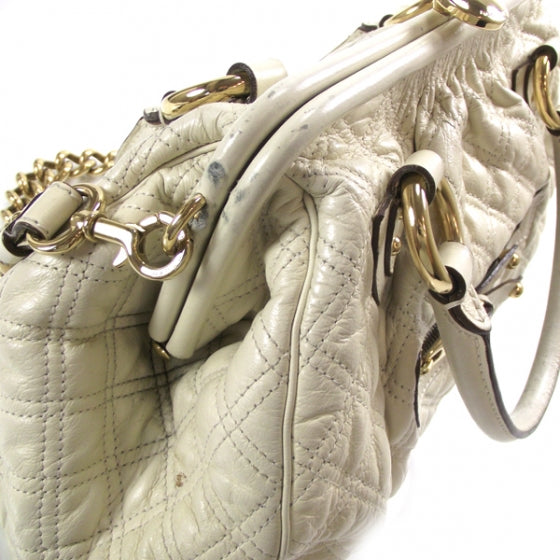Quilted Leather Stam Bag White
