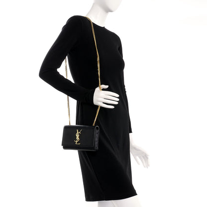 Saint Laurent Grain De Poudre Small Monogram Kate Satchel Black 2 of 6