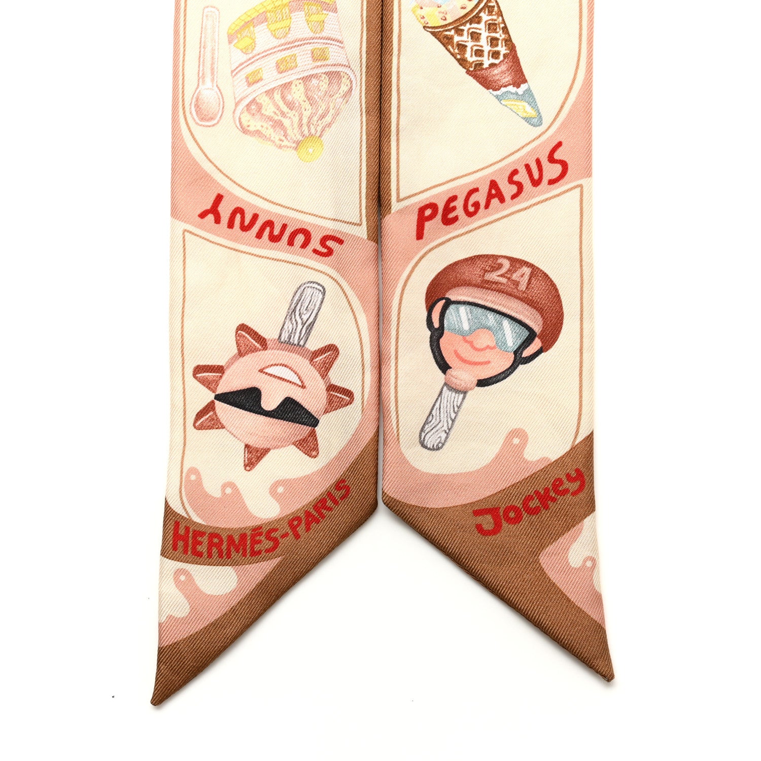 Hermes Silk Funny Ice Cream Twilly Beige Cream Vert 2 of 4