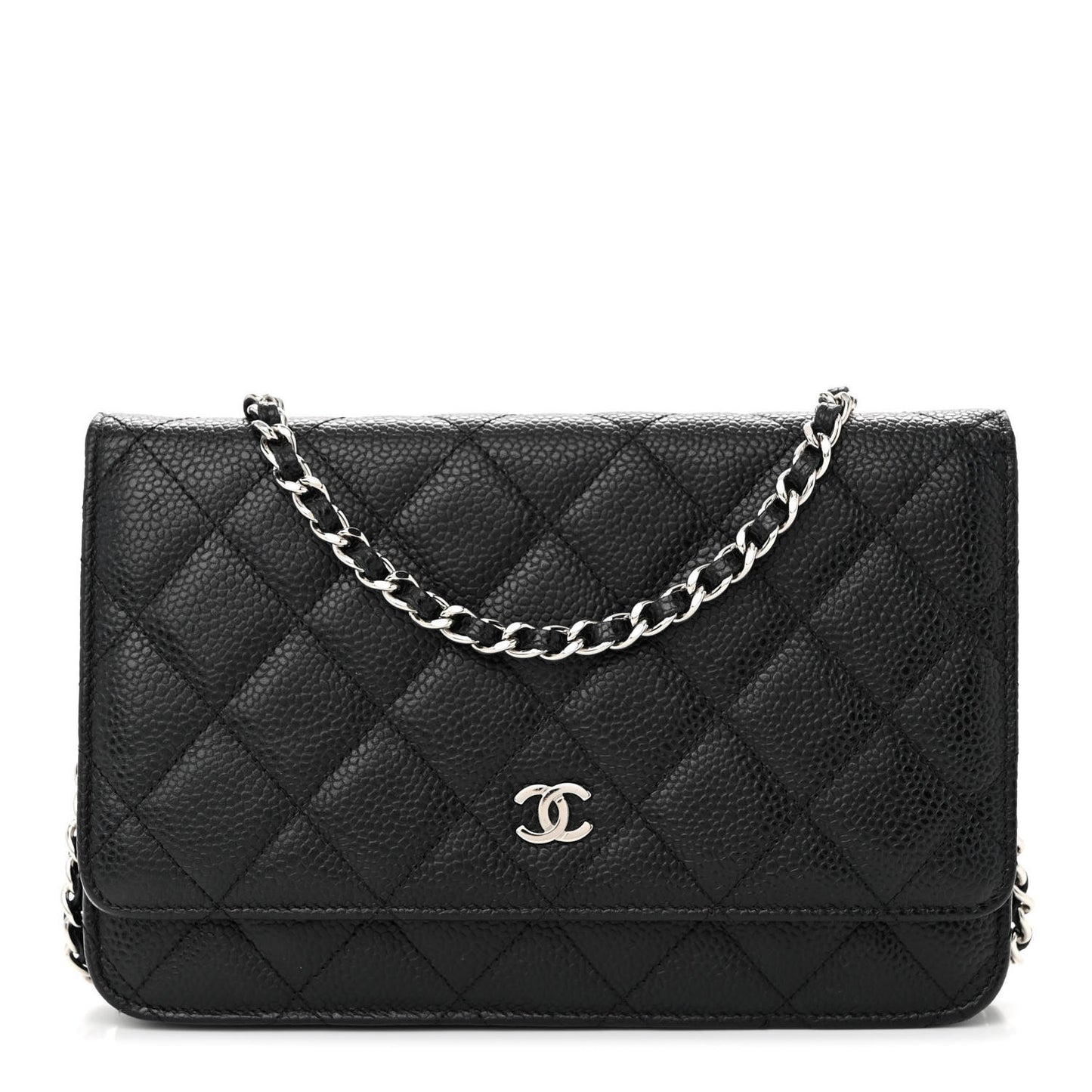 Caviar Quilted Wallet on Chain WOC Black