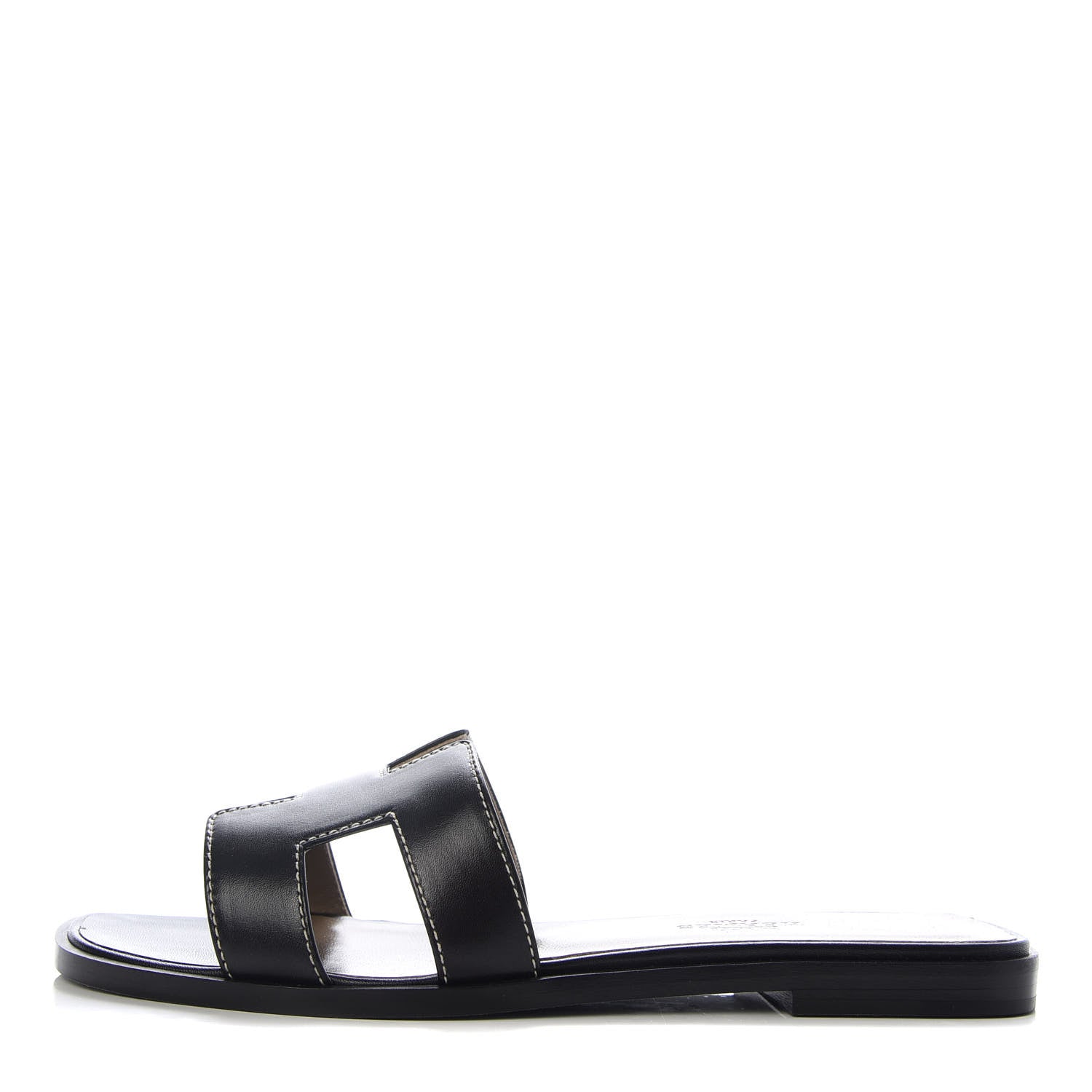Hermes Box Calfskin Oran Sandals 35 Black 1 of 10
