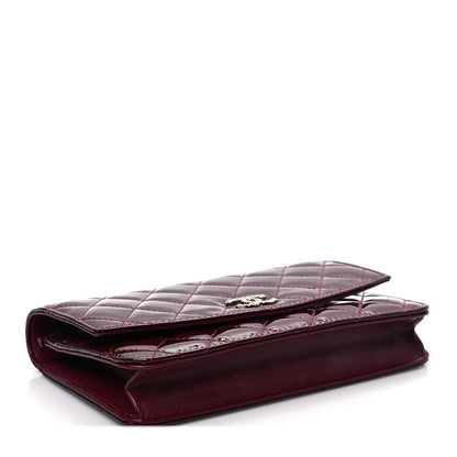 Chanel Patent Quilted Brilliant Wallet On Chain WOC Light Burgundy 3 of 8