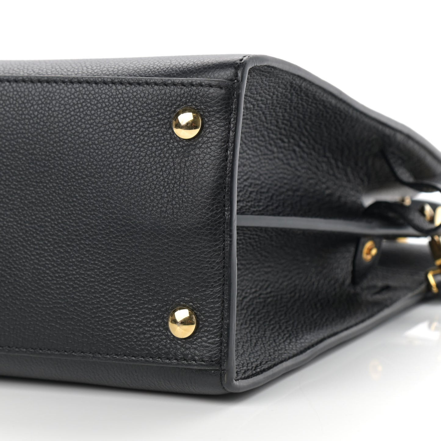 Grainy Calfskin Medium Title Bag Black