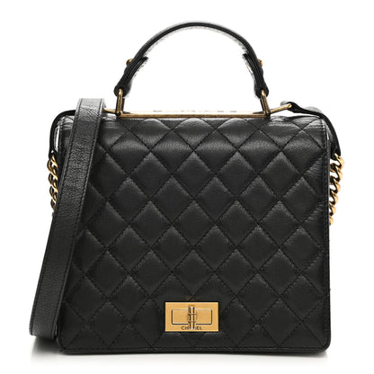 Chanel Goatskin Quilted Large Rita Top Handle Flap Black 1 of 15