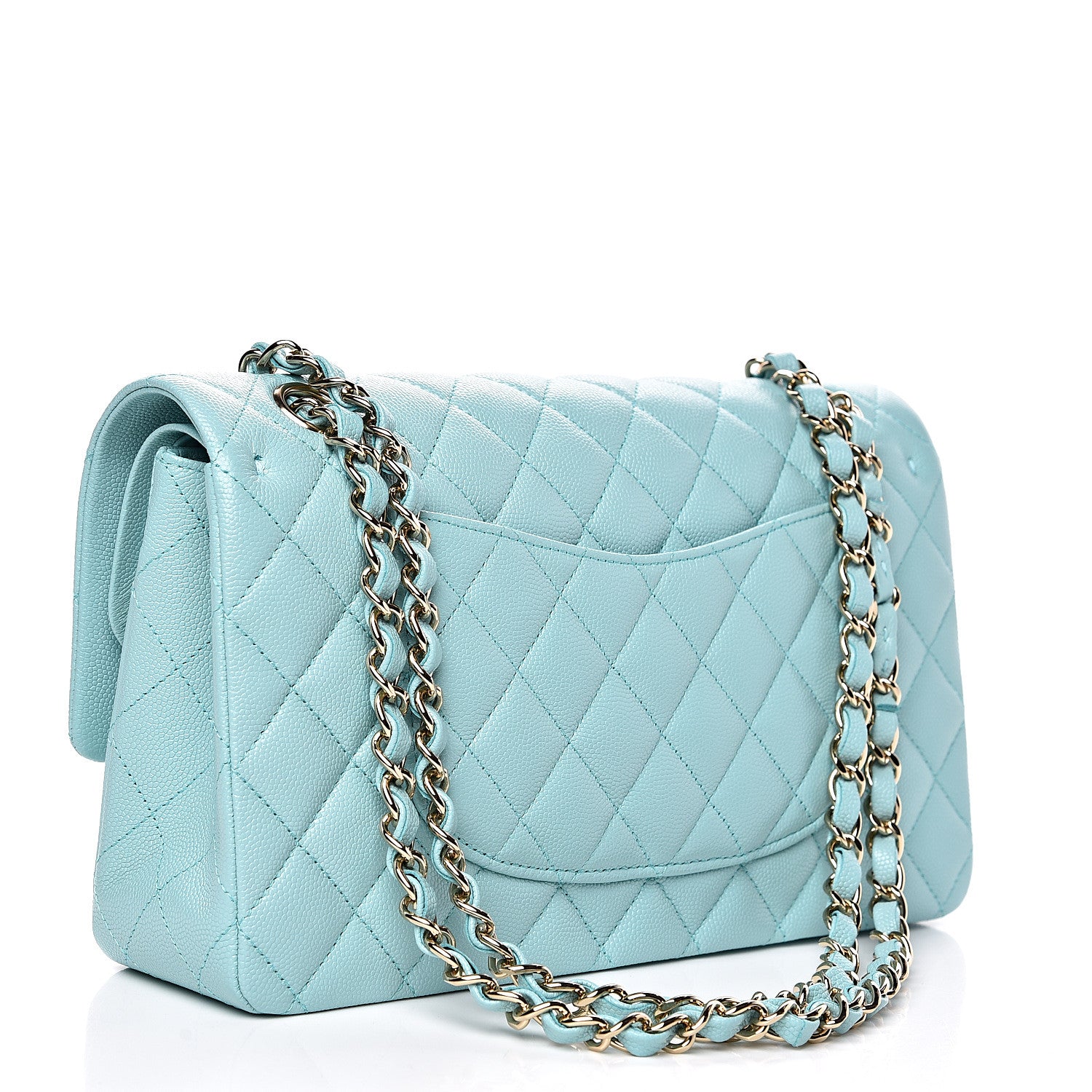 Chanel Caviar Quilted Medium Double Flap Light Blue 2 of 10