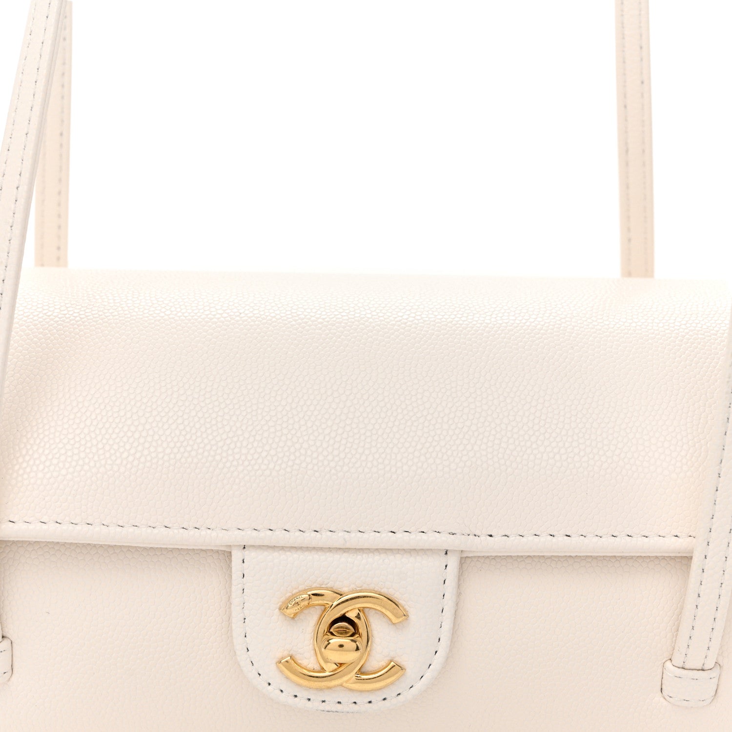 Chanel Shiny Caviar Preppy Coco Small Bowling Bag White 8 of 10