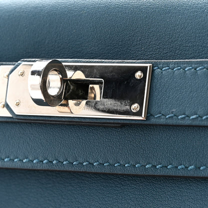 Hermes Swift Kelly Cut Clutch Pochette Bleu Tempete 9 of 11