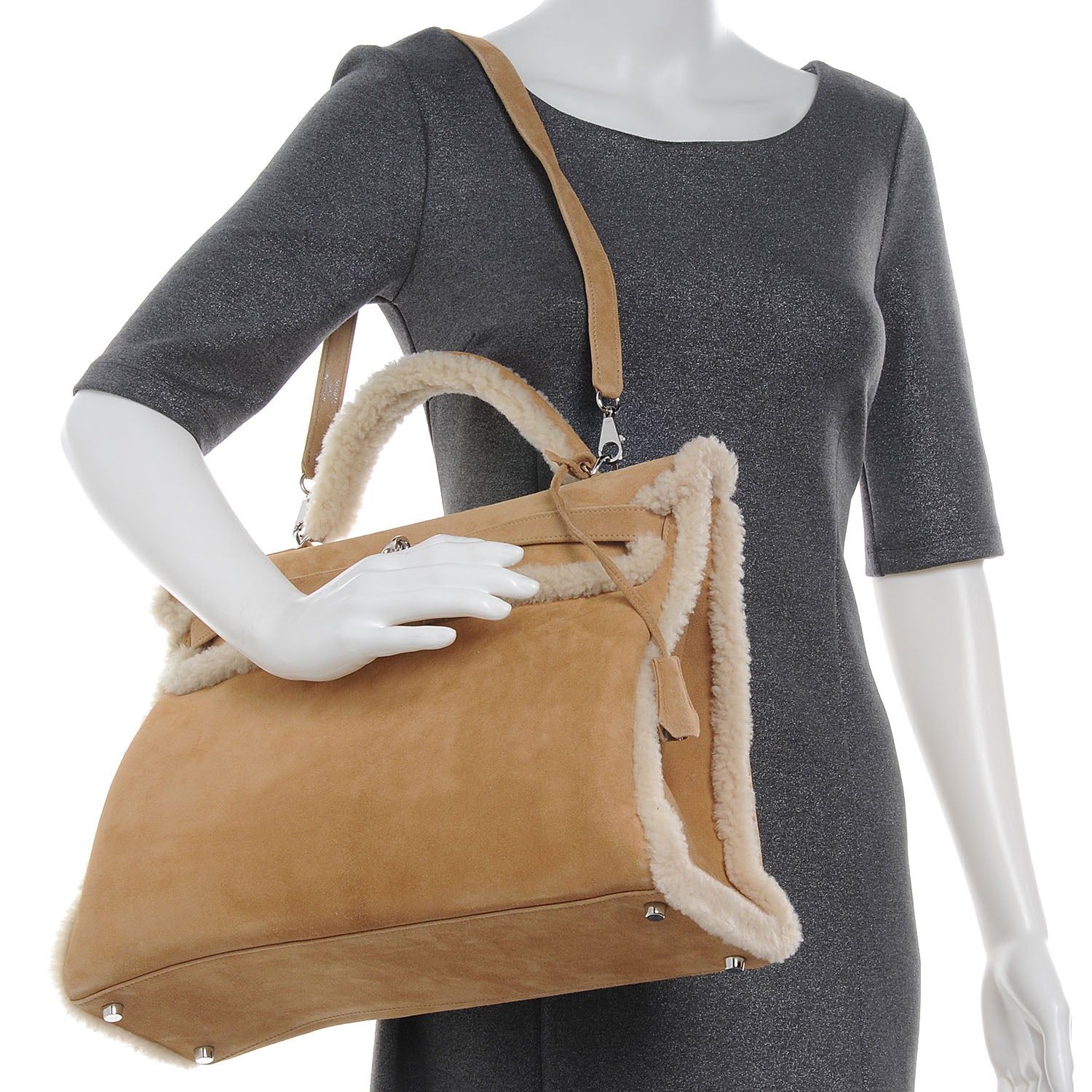 Hermes Veau Doblis Suede Mouton Shearling Teddy Plush Kelly Retourne 40 Alezan 2 of 11