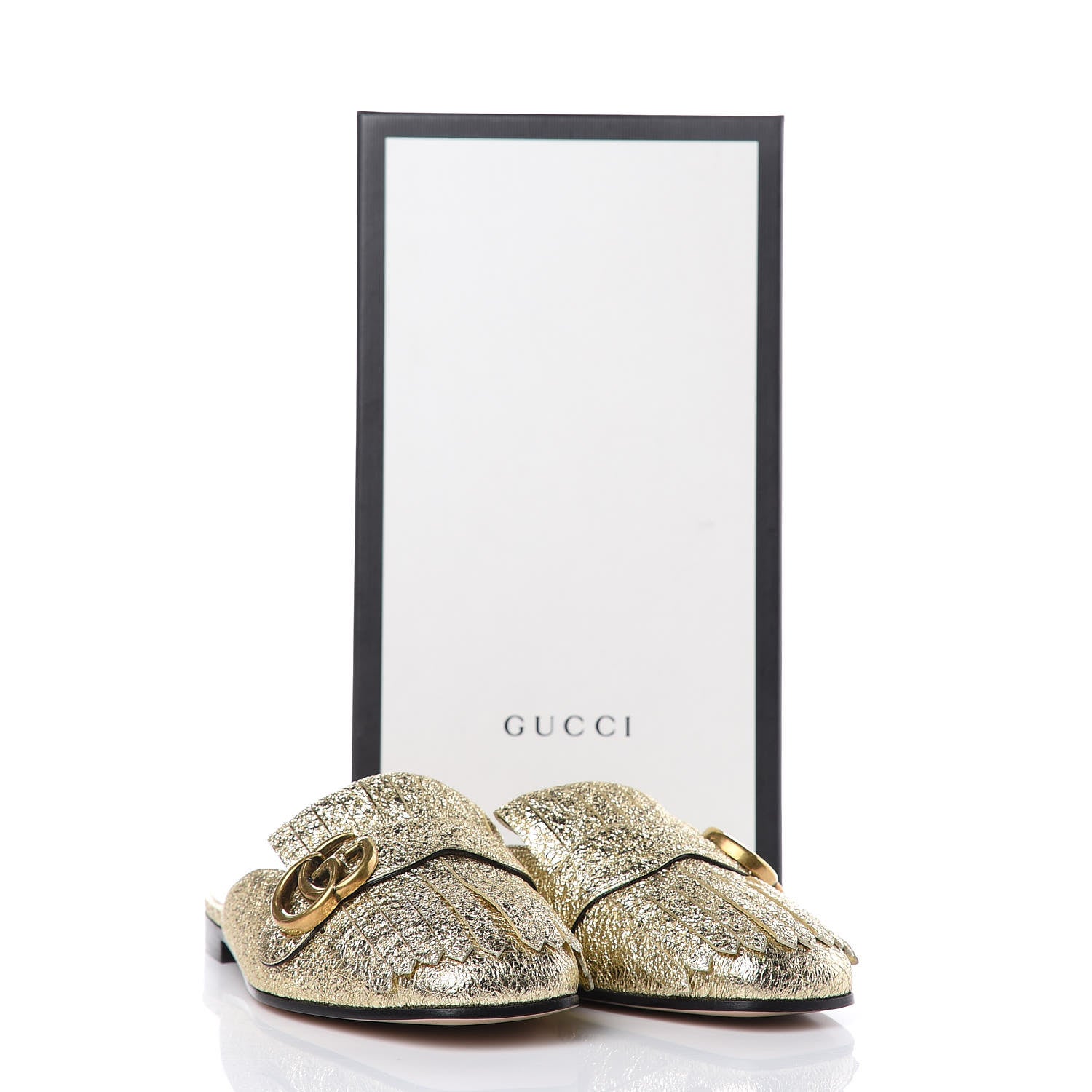 Gucci Galassia Womens GG Marmont Fringe Slippers 37.5 Platino 11 of 11